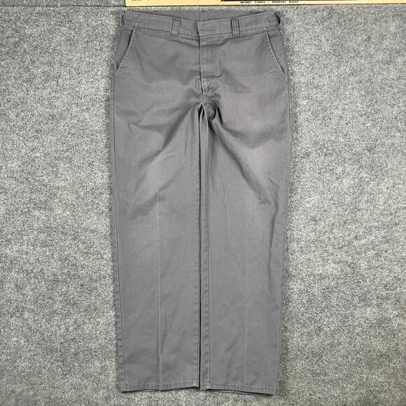 Work Pants Mens 38x34 Gray Straight Leg Casual Polyester Cotton Blend Durable - Picture 1 of 10